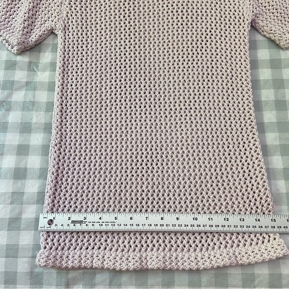 Tna crochet sweater cotton powder pink 2XS short sleeves round neck summer knit - Picture 8 of 12